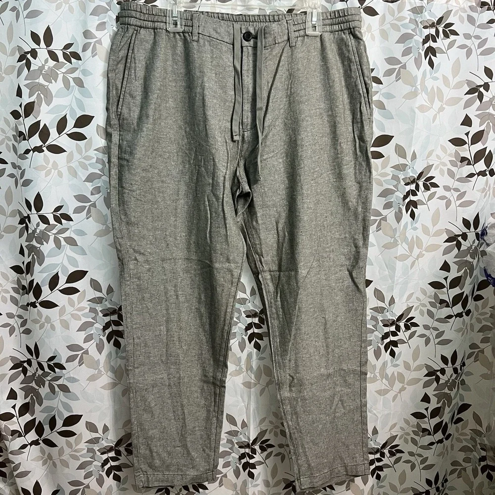 NEW Banana Republic Men's Athletic Fit Linen Blend Pants Green Grey 38x29